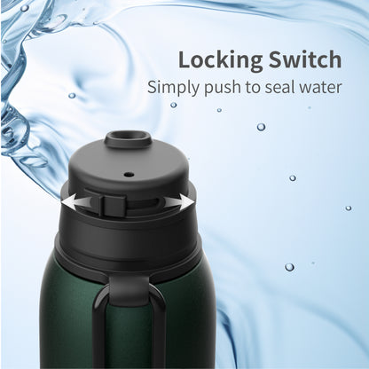 Stainless steel - Premium water bottle with 4 premium filters - 740 ML